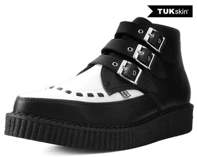 TUK-Black & White TUKskin™ 3-Buckle Pointed Creeper Boot