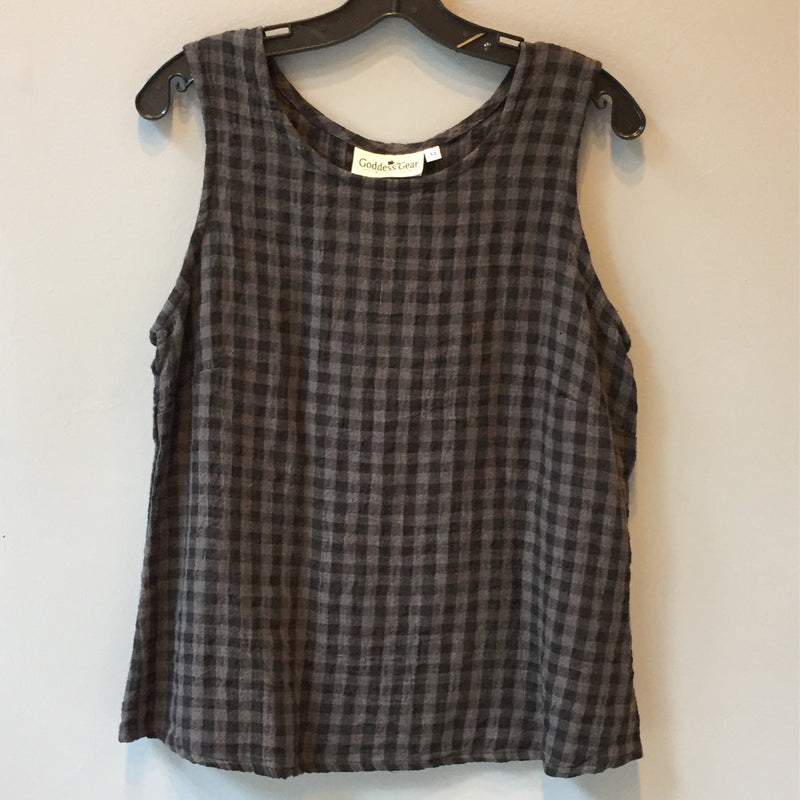 GG Crinkle Top charcoal/black check