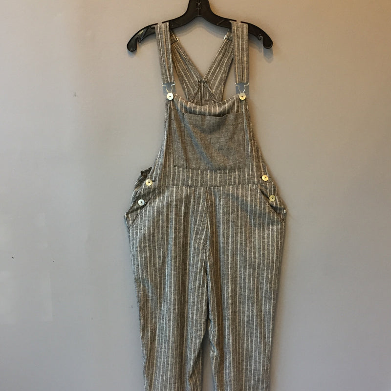 GG Cropped Overalls charcoal stripe