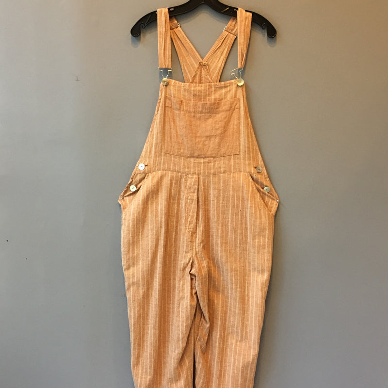 GG Cropped Overalls rust stripe