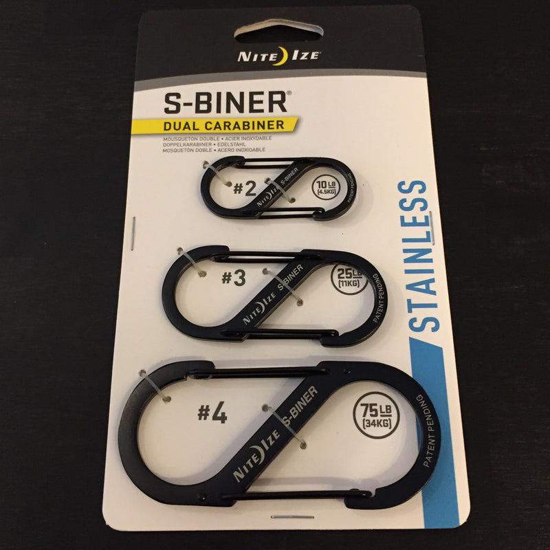 Nite Ize® S-Biner 3 Pack Black Stainless Steel Combo