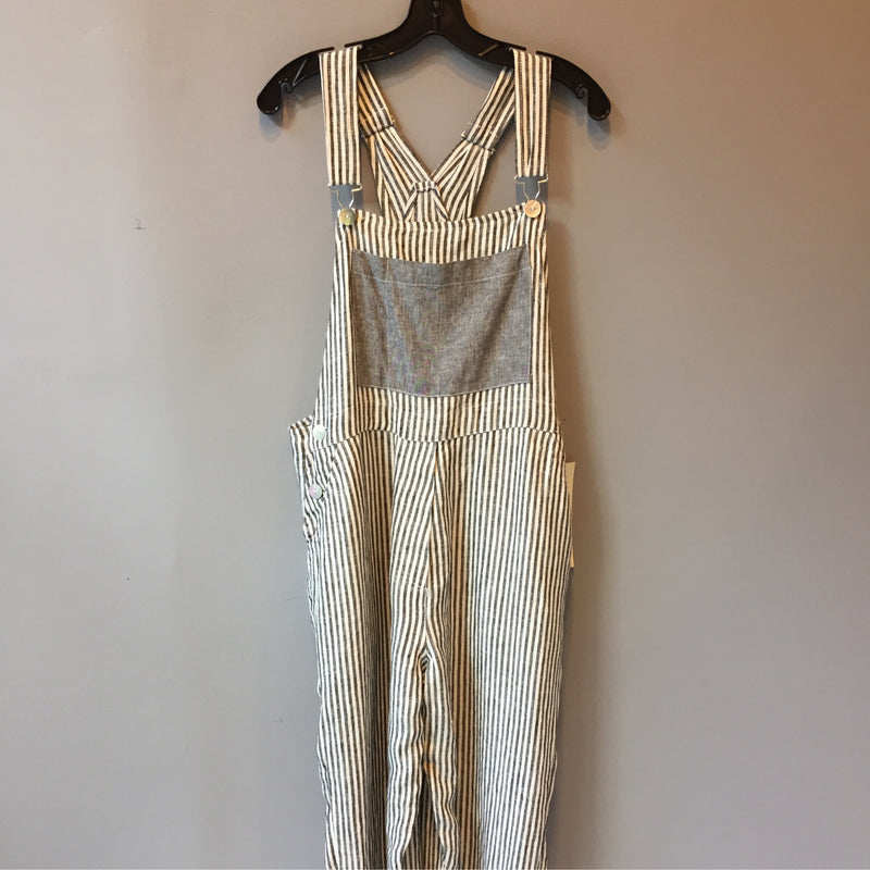 GG Cropped Overalls b/w stripe